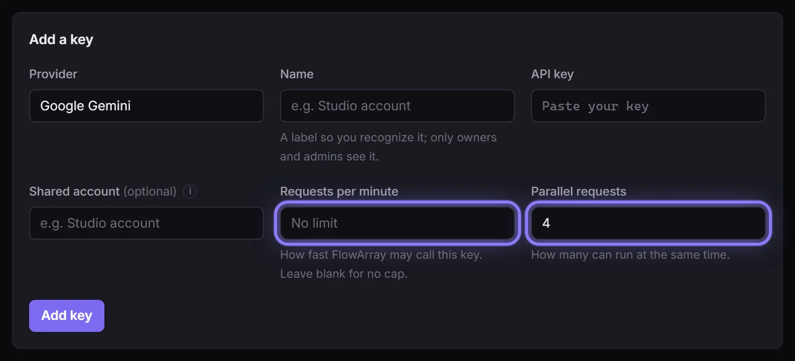 Requests per minute and Parallel requests: how fast, and how many at once